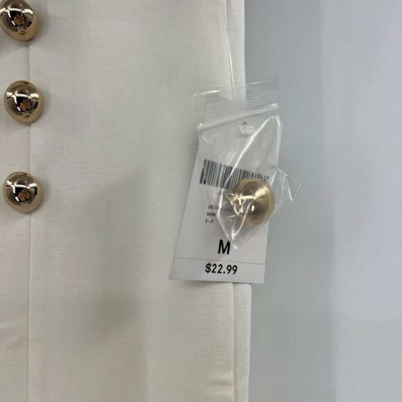 NWT Forever 21 Ivory White Gold Button Nautical Stretch Pants Women's Medium - Picture 4 of 6